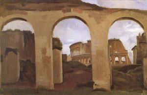 The Colosseum Seen through the Arcades of the Basilica of Constantine (mk05), Jean Baptiste Camille  Corot